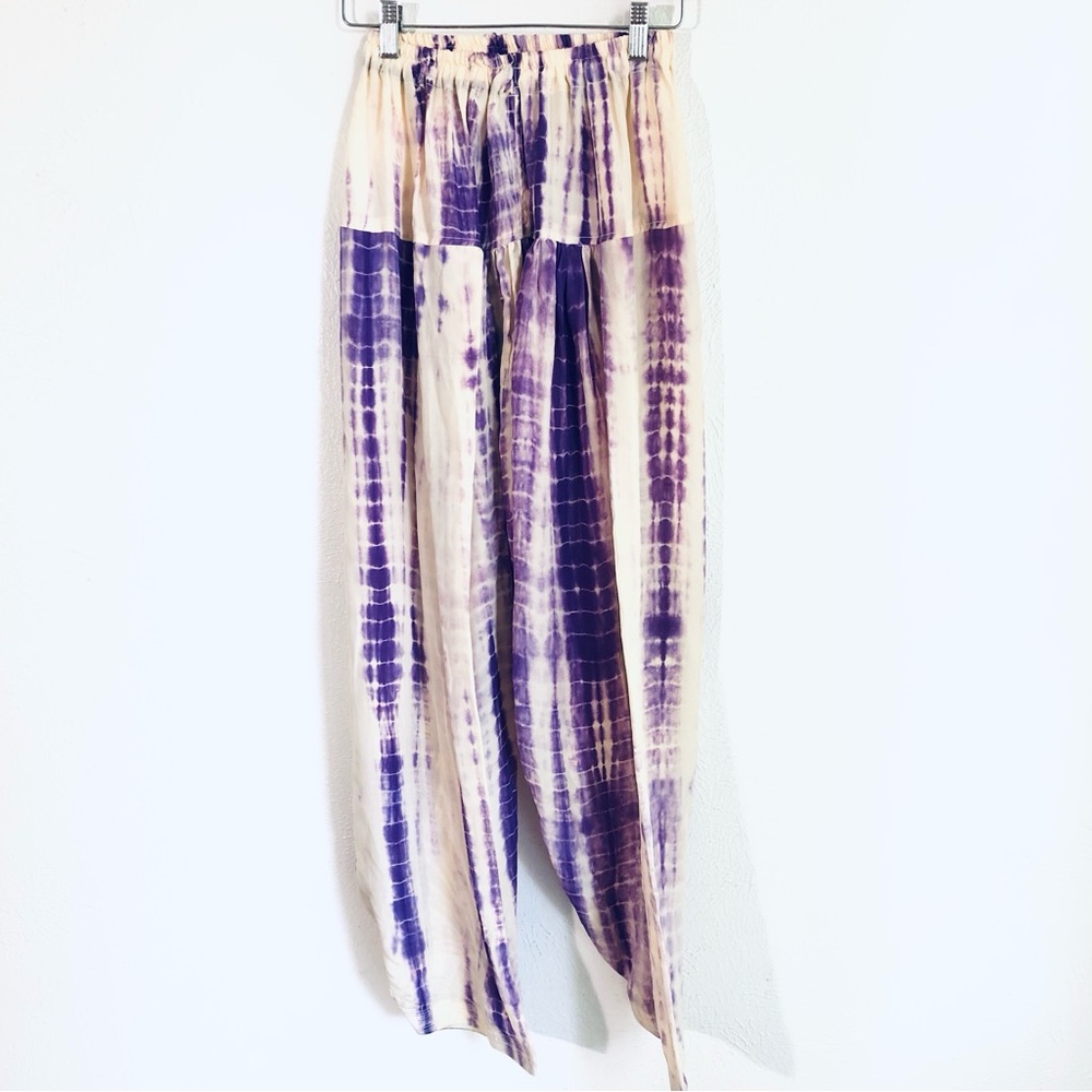 Vintage Purple and Cream Tie-Dye Women Harem Pants